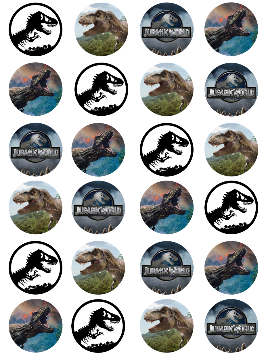 Jurassic World Cupcake Edible Icing Image Toppers