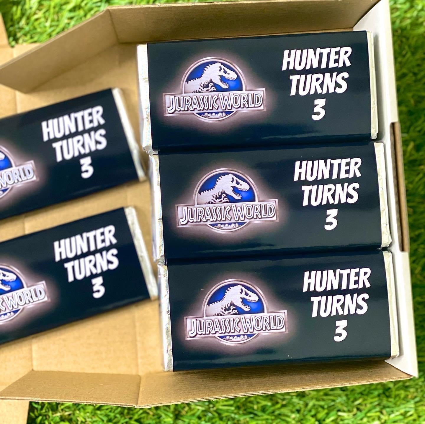 Jurassic World Personalised Chocolate Bar Party Favour x 4