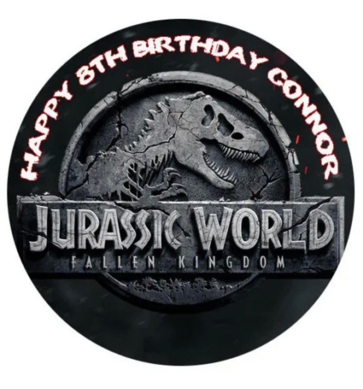 Jurassic World Round Cake Edible Icing Image Topper 19cm