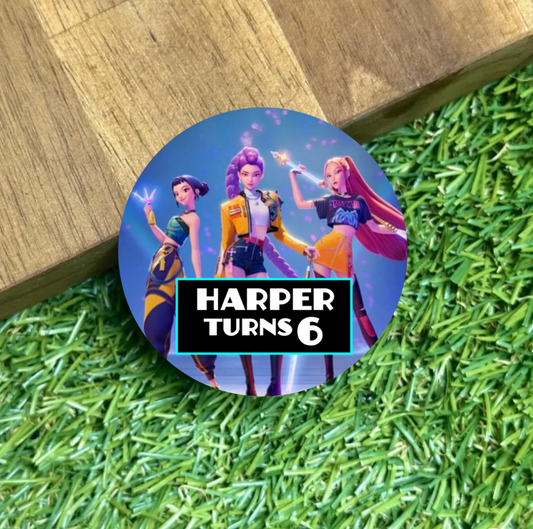 Kpop Demon Hunters- Personalised Round Birthday Party Sticker Sheet - BULK DISCOUNTS!