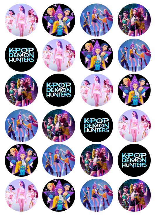 Kpop Demon Hunters Cupcake Edible Icing Image Toppers