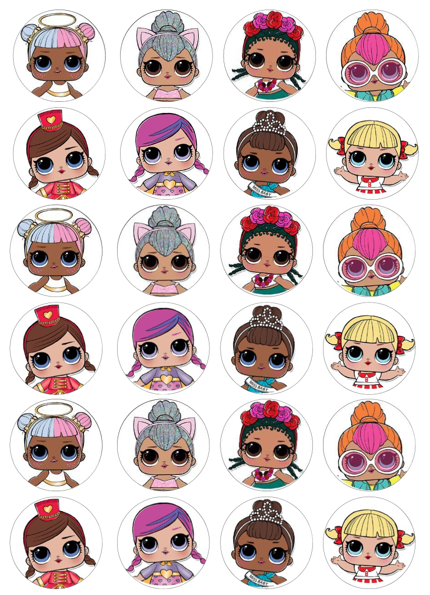 LOL Dolls #2 Cupcake Edible Icing Image Toppers