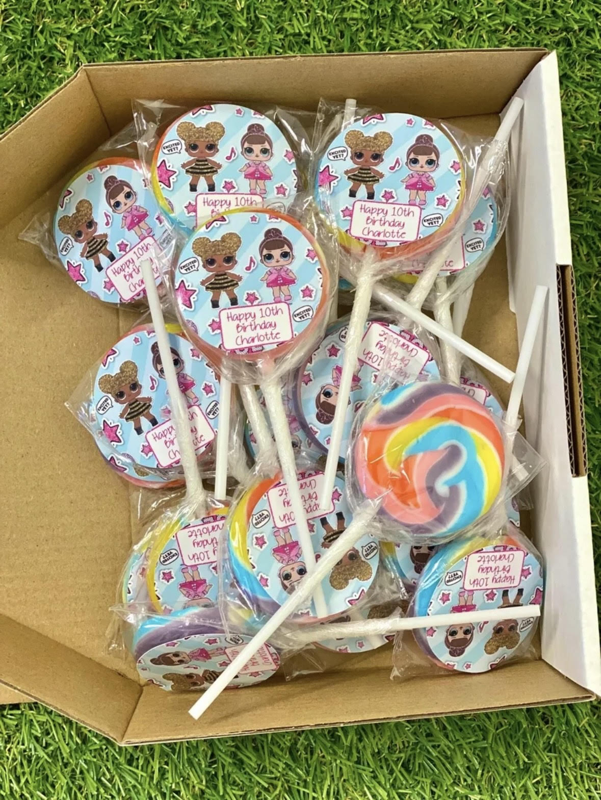LOL Dolls Personalised Birthday Lollipop 10 pack