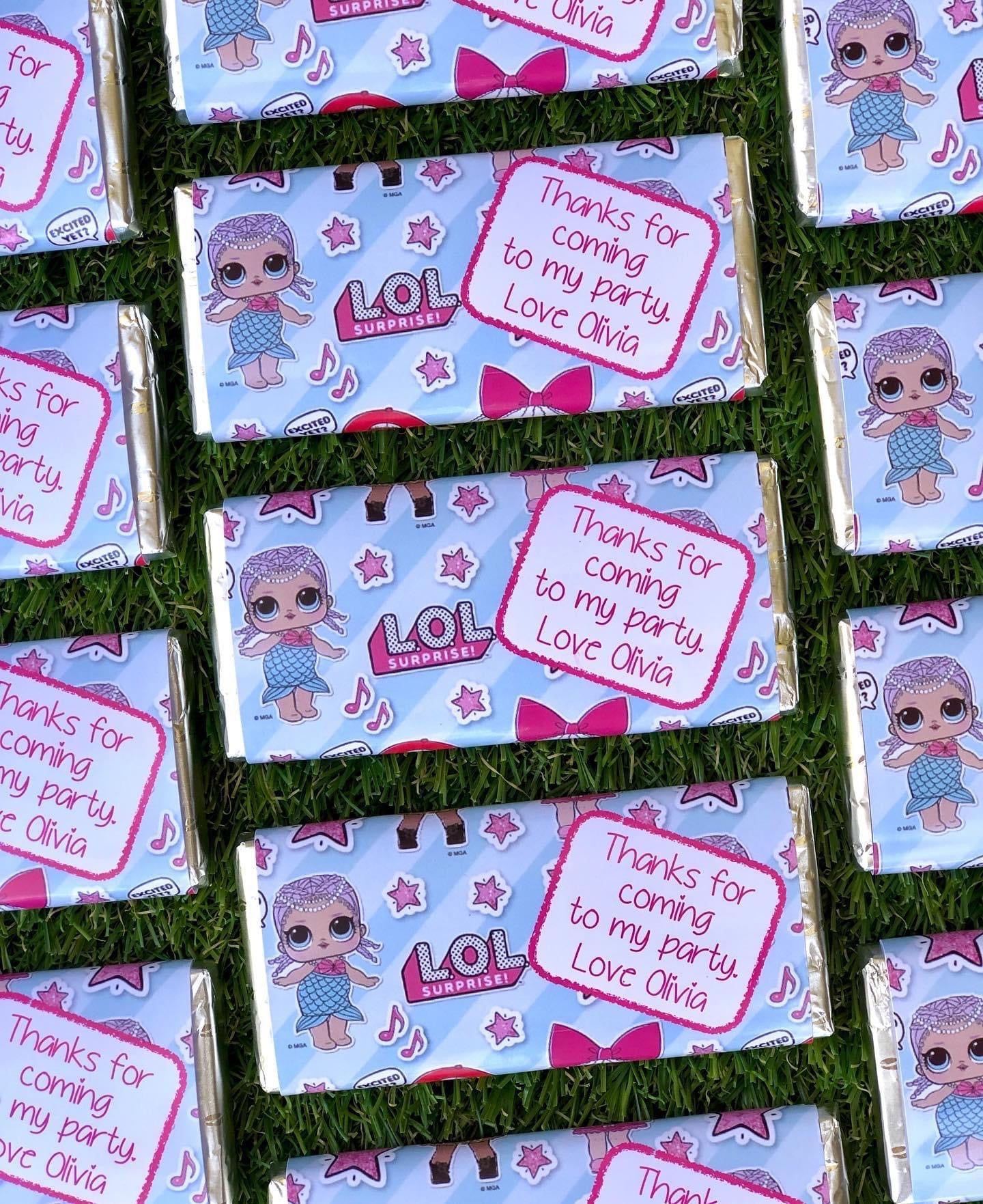 LOL Dolls Personalised Chocolate Bar Party Favour x 4