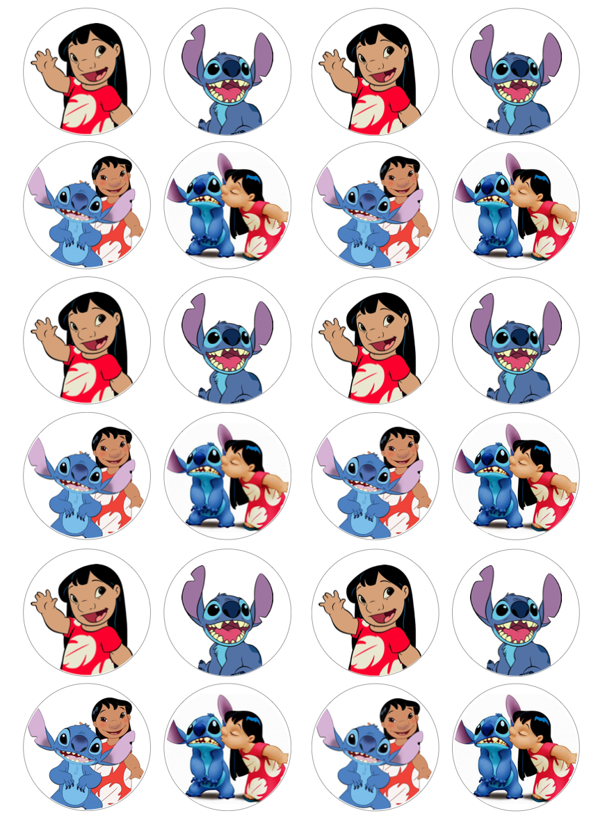 Lilo and Stitch Cupcake Edible Icing Image Toppers