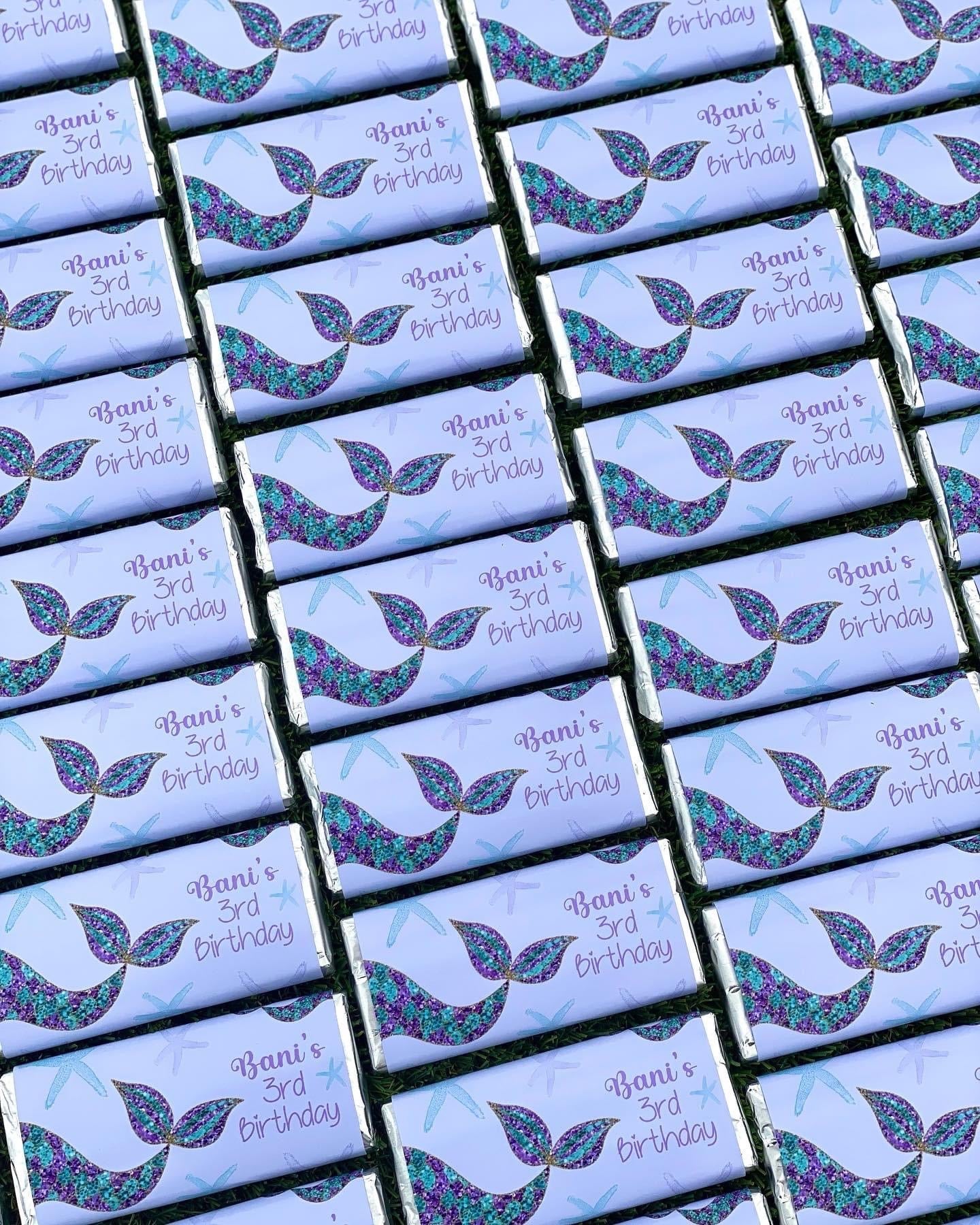 Mermaid Personalised Chocolate Bar Party Favour x 4