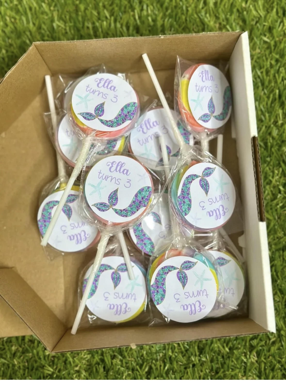 Mermaid Tail Personalised Birthday Lollipop 10 pack