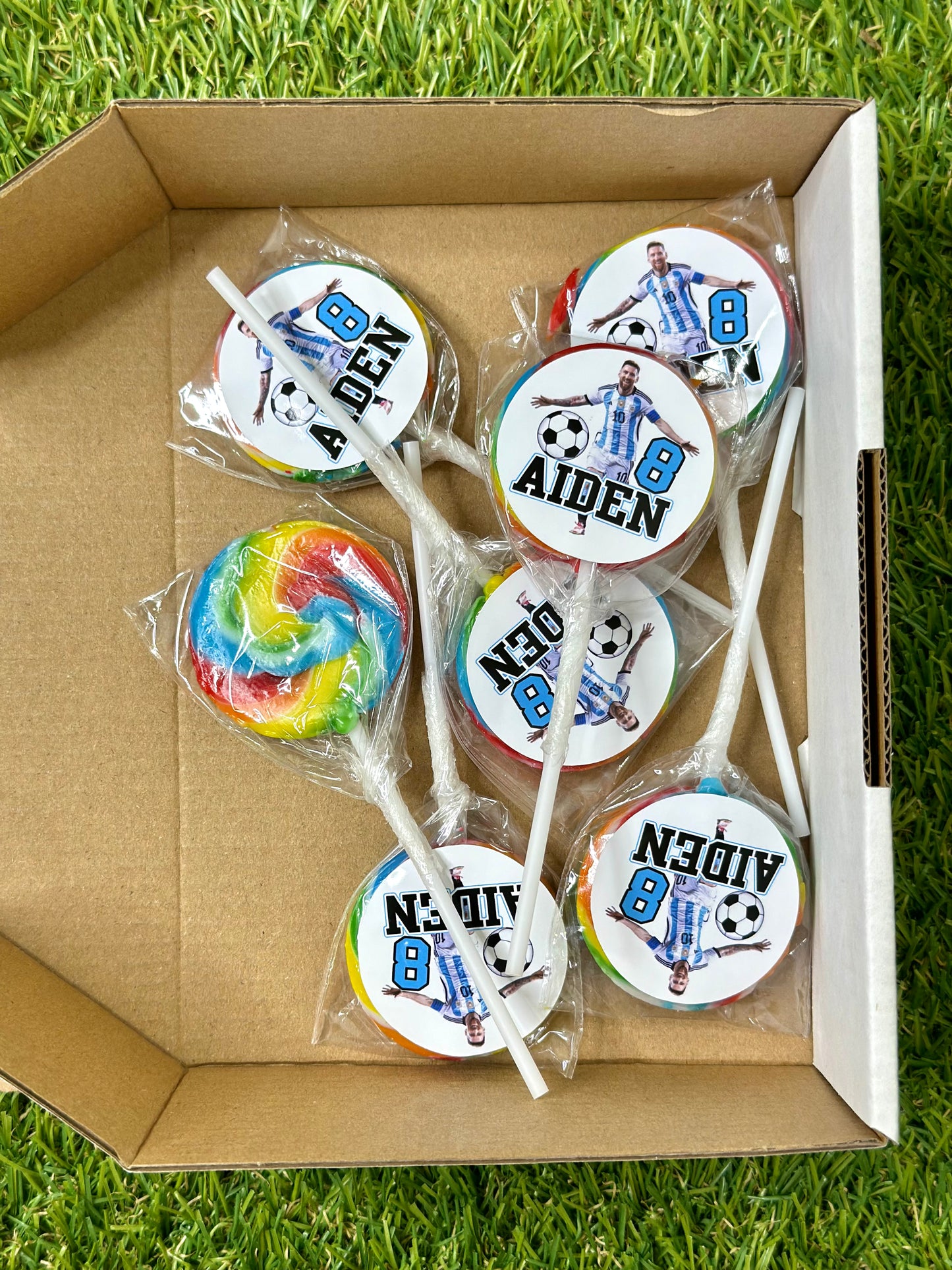 Messi Soccer Football Personalised Birthday Lollipop 10 pack