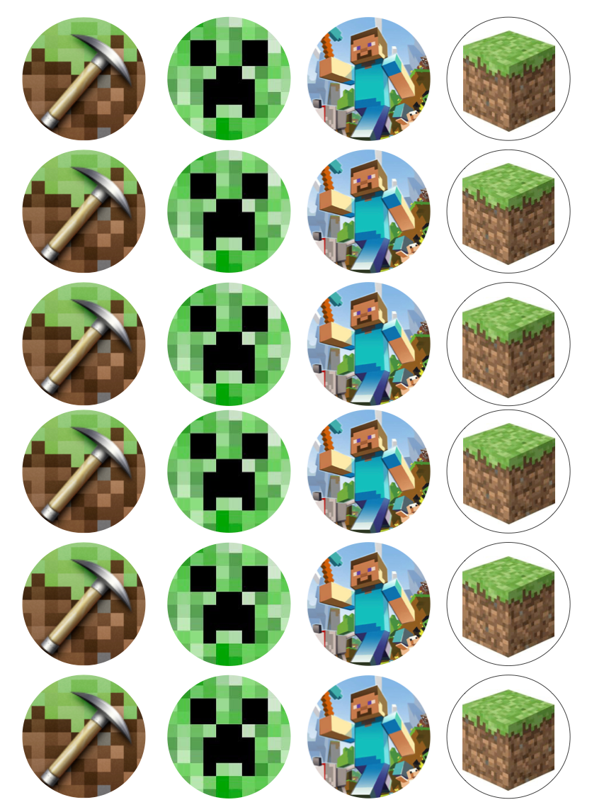 Minecraft Cupcake Edible Icing Image Toppers