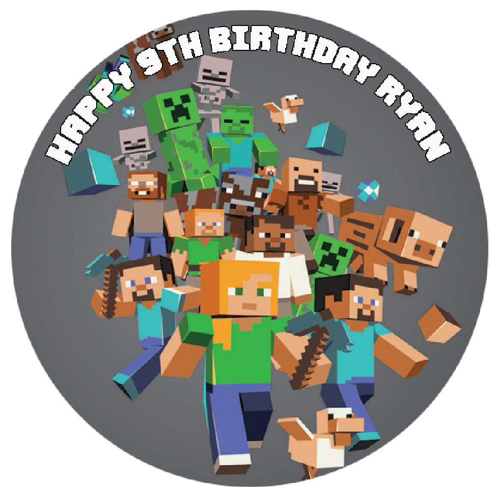 Minecraft Steve #2 Round Cake Edible Icing Image Topper 19cm