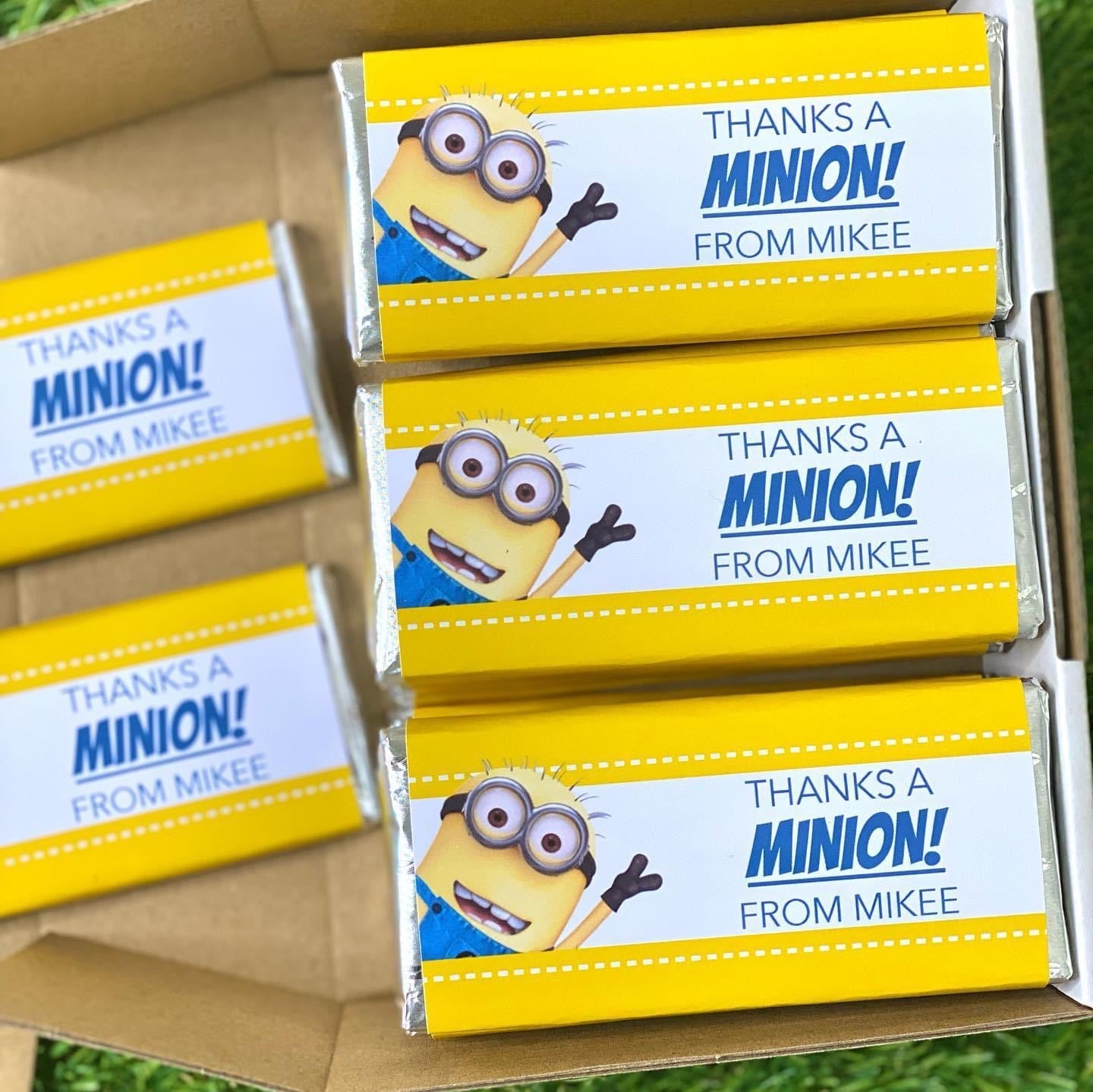 Minion Despicable Me Personalised Chocolate Bar Party Favour x 4