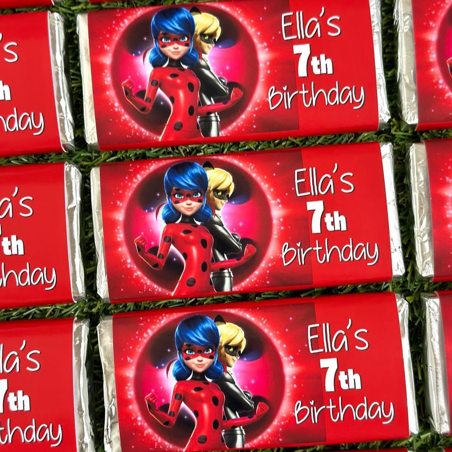 Miraculous Ladybug Personalised Chocolate Bar Party Favour x 4