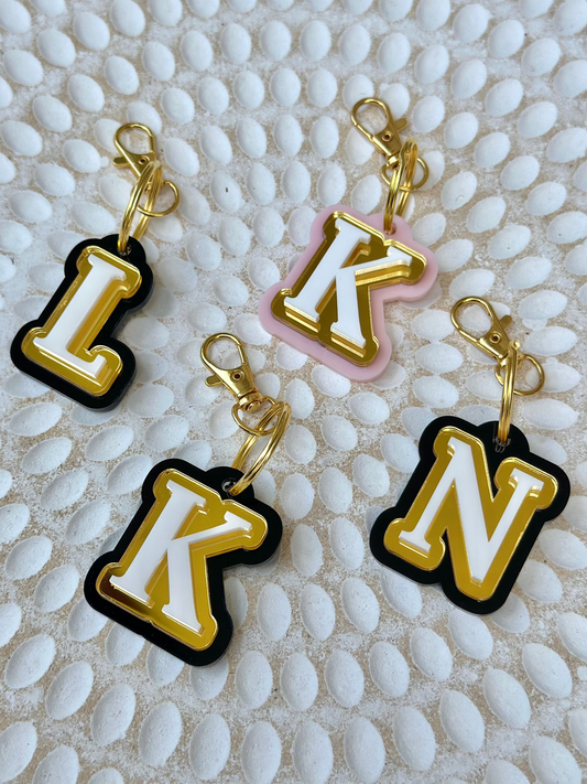 Monogram Letter Keyring Bag Tags