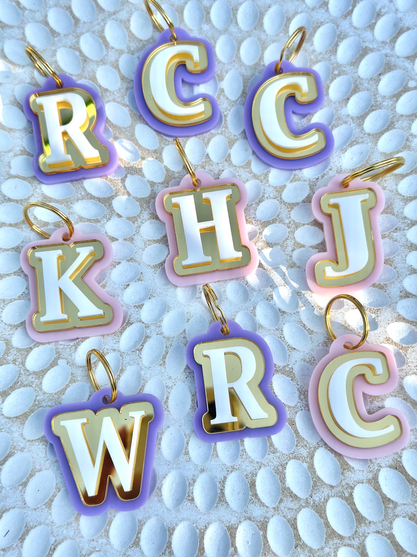 Monogram Letter Keyring Bag Tags