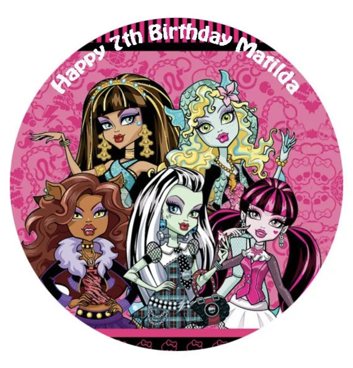Monster High Round Cake Edible Icing Image Topper 19cm