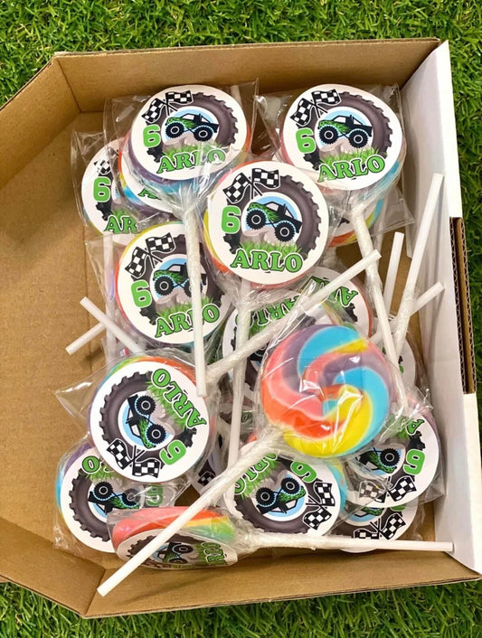 Monster Truck Personalised Birthday Lollipop 10 pack