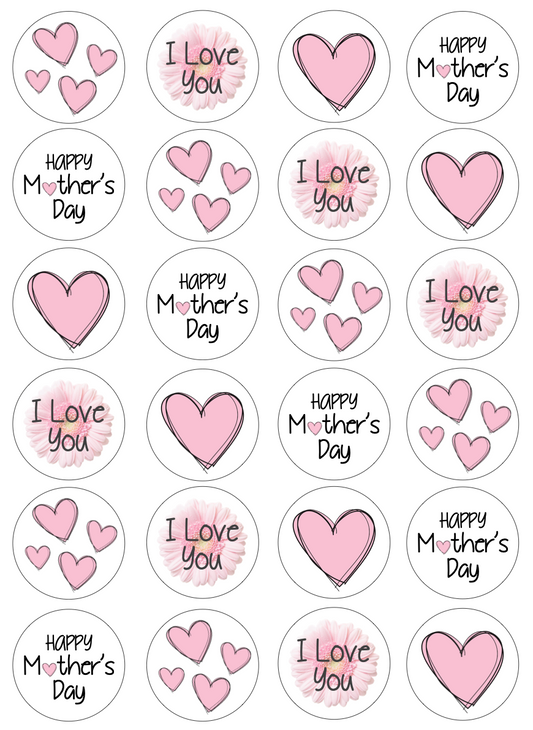 Mother's Day Cupcake Edible Icing Image Toppers