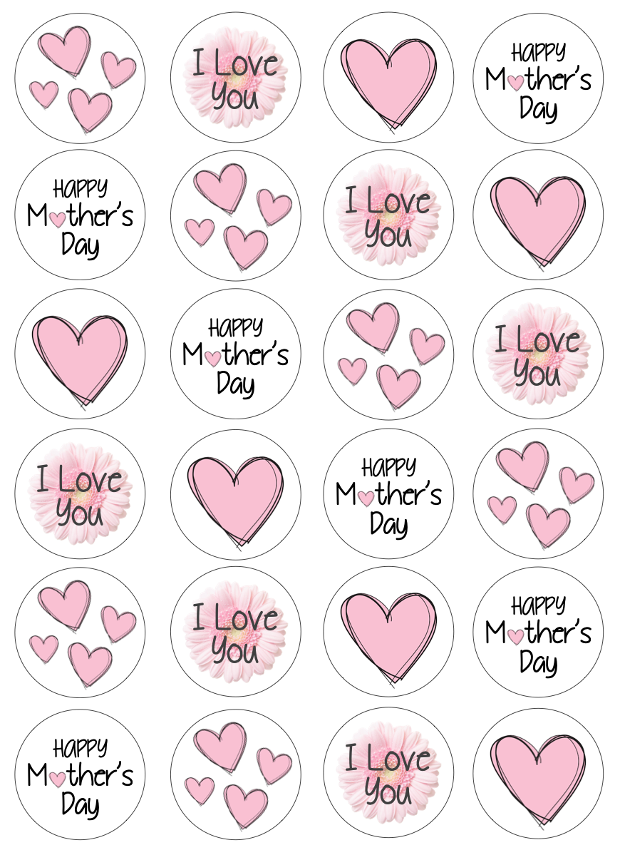 Mother's Day Cupcake Edible Icing Image Toppers