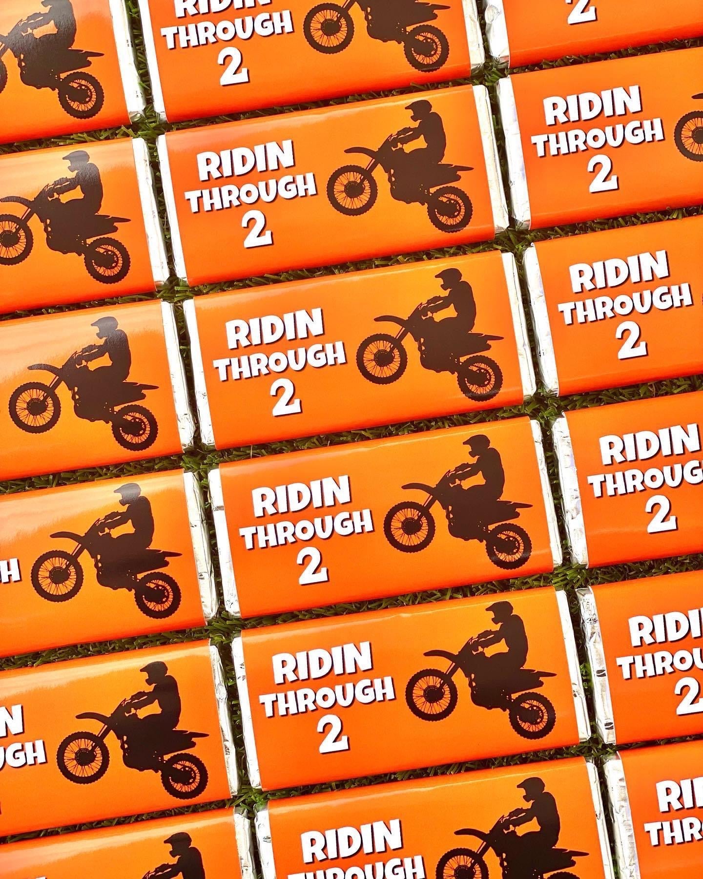 Motorbike Personalised Chocolate Bar Party Favour x 4