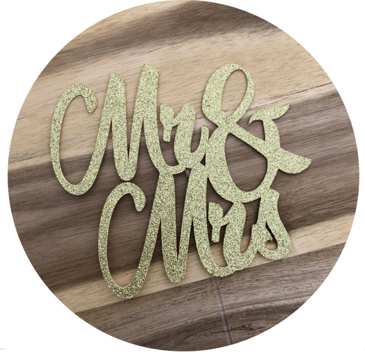 Mr & Mrs #1 Wedding Engagement Personalised Glitter Cake Topper