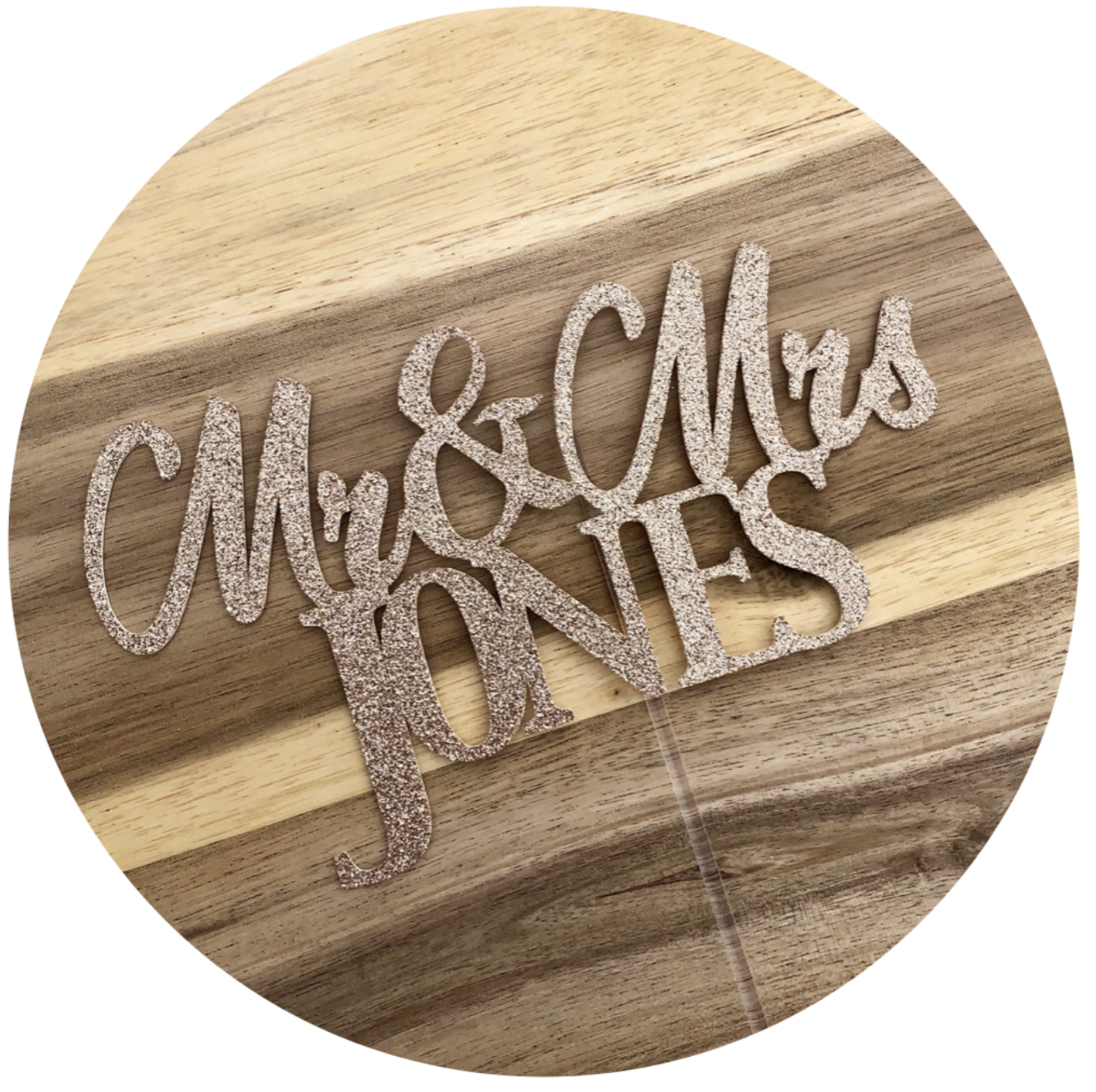 Mr & Mrs Surname Name #1 Wedding Engagement Personalised Glitter Cake Topper