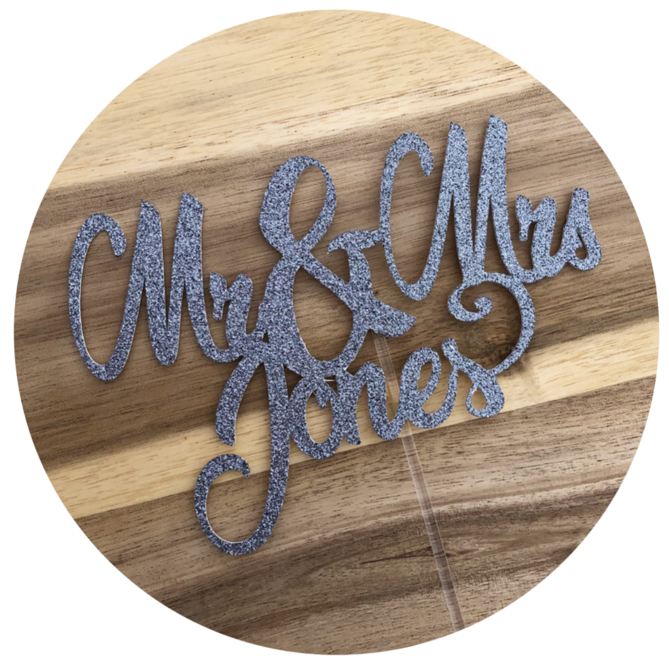 Mr & Mrs Surname Name #2 Wedding Engagement Personalised Glitter Cake Topper