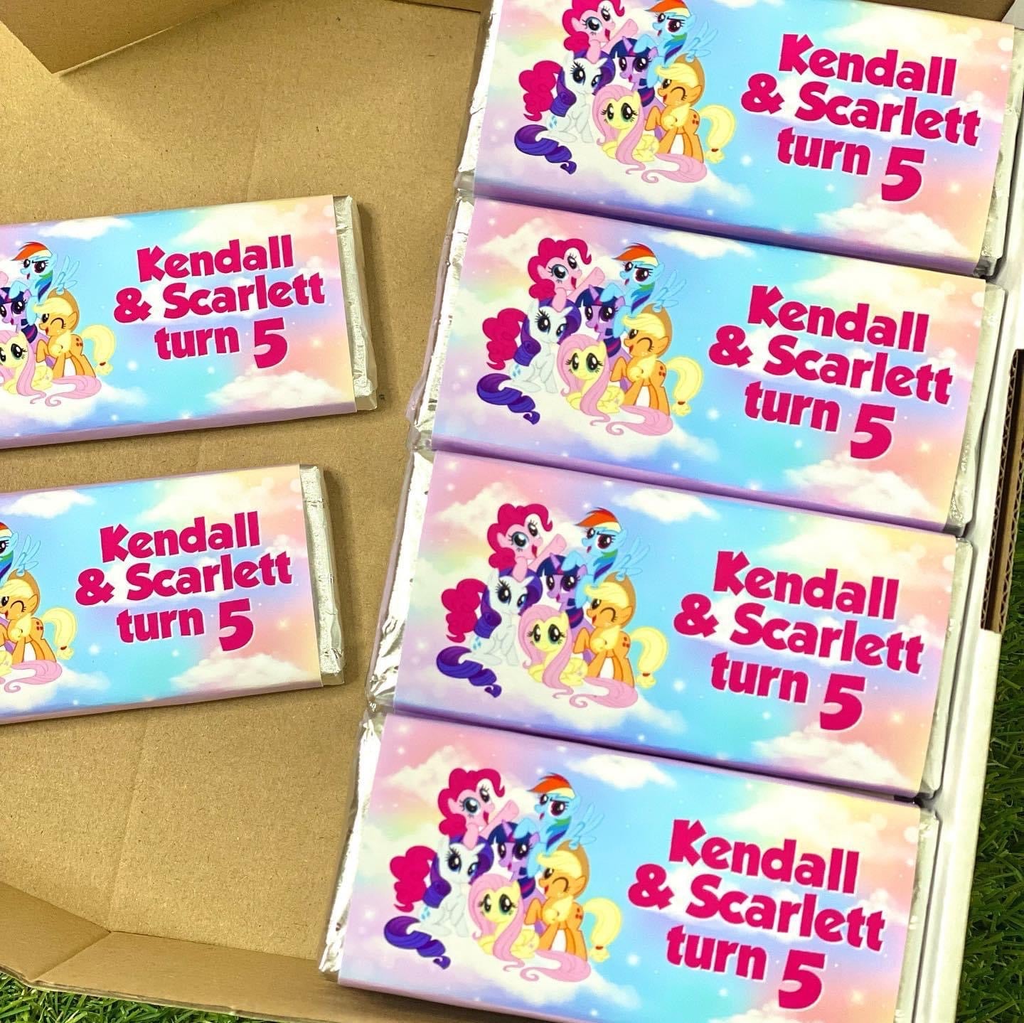 My Little Pony Personalised Chocolate Bar Party Favour x 4