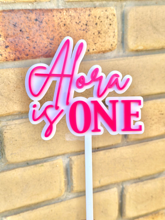 Name is Age Double Layer Custom Acrylic Cake Topper