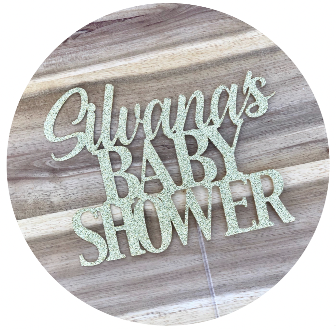 Name's Baby Shower Personalised Glitter Cake Topper