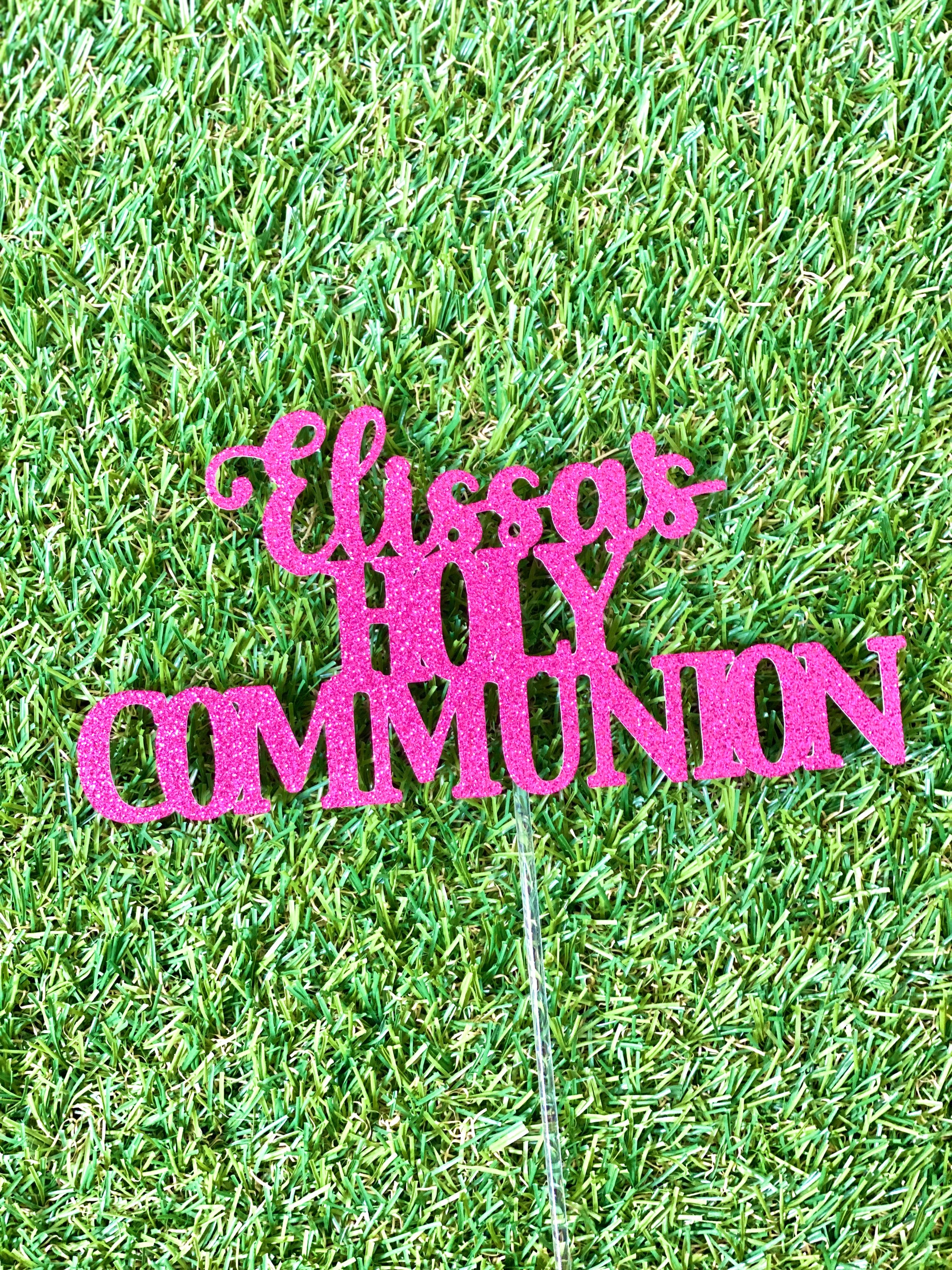 Name's Holy Communion Personalised Glitter Cake Topper