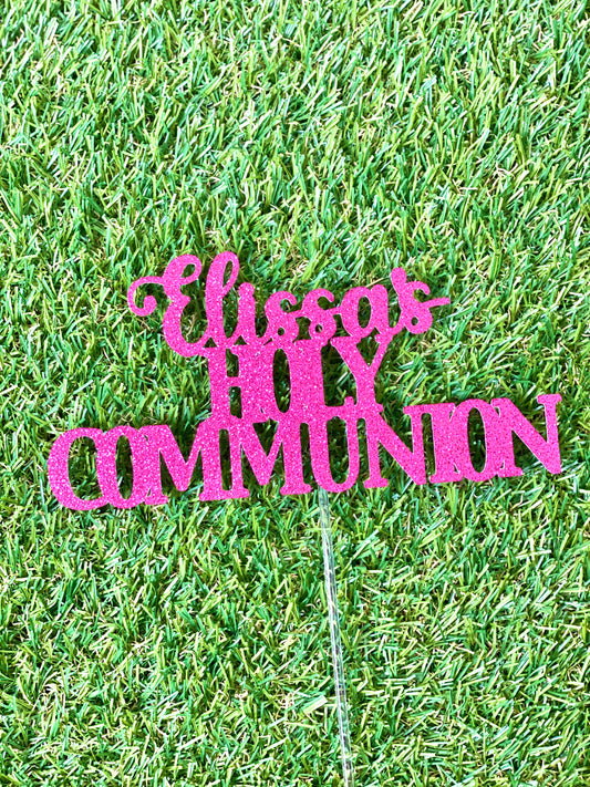 Name's Holy Communion Personalised Glitter Cake Topper