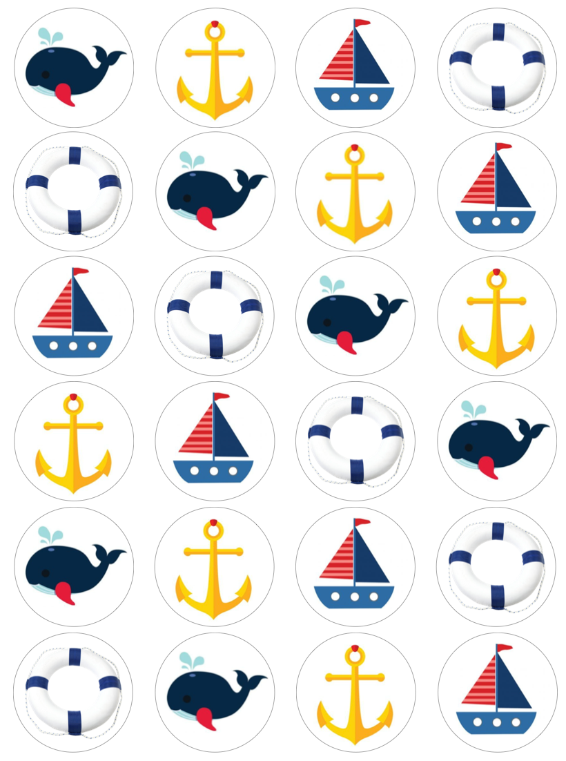 Nautical Under the Sea Cupcake Edible Icing Image Toppers