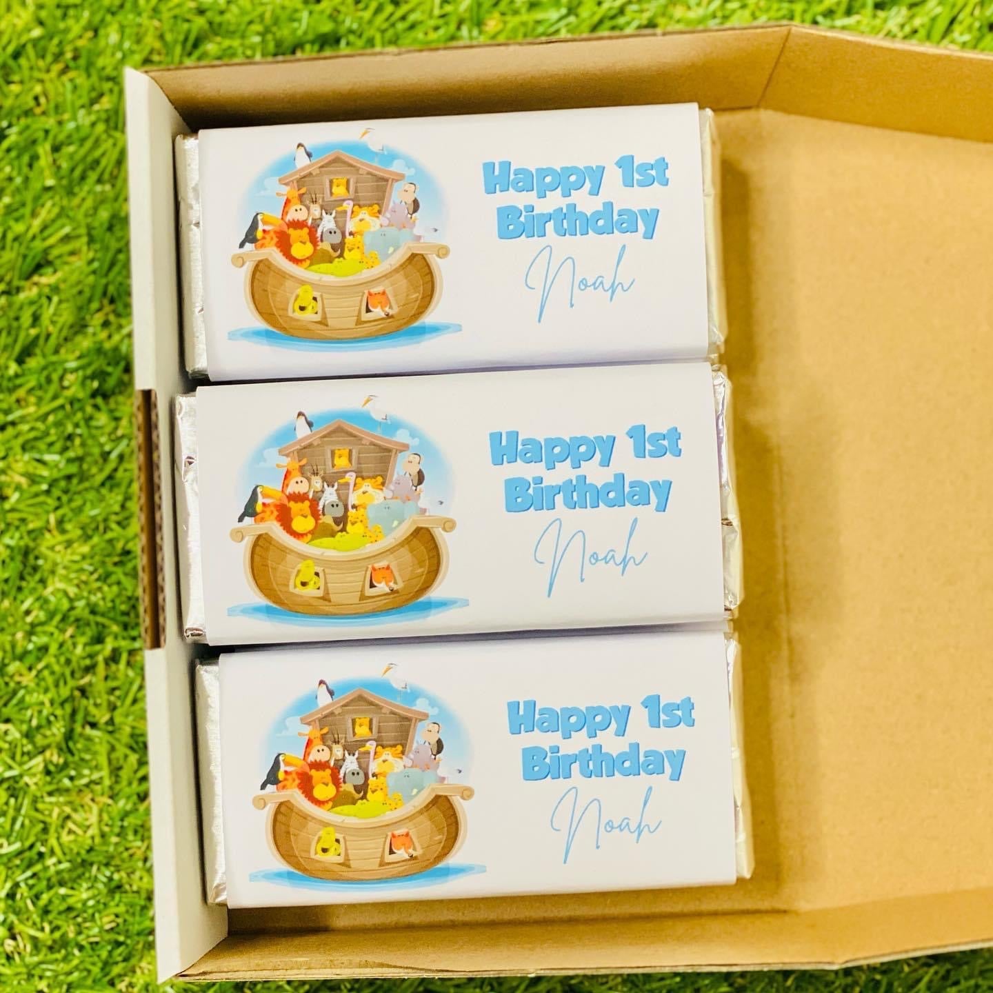 Noah's Ark Personalised Chocolate Bar Party Favour x 4