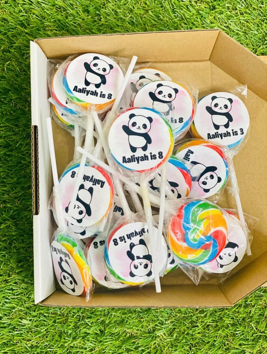 Panda Personalised Birthday Lollipop 10 pack