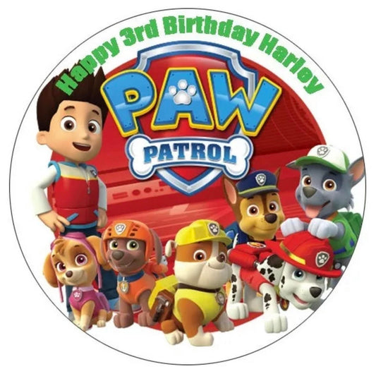 Paw Patrol #1 Round Cake Edible Icing Image Topper 19cm