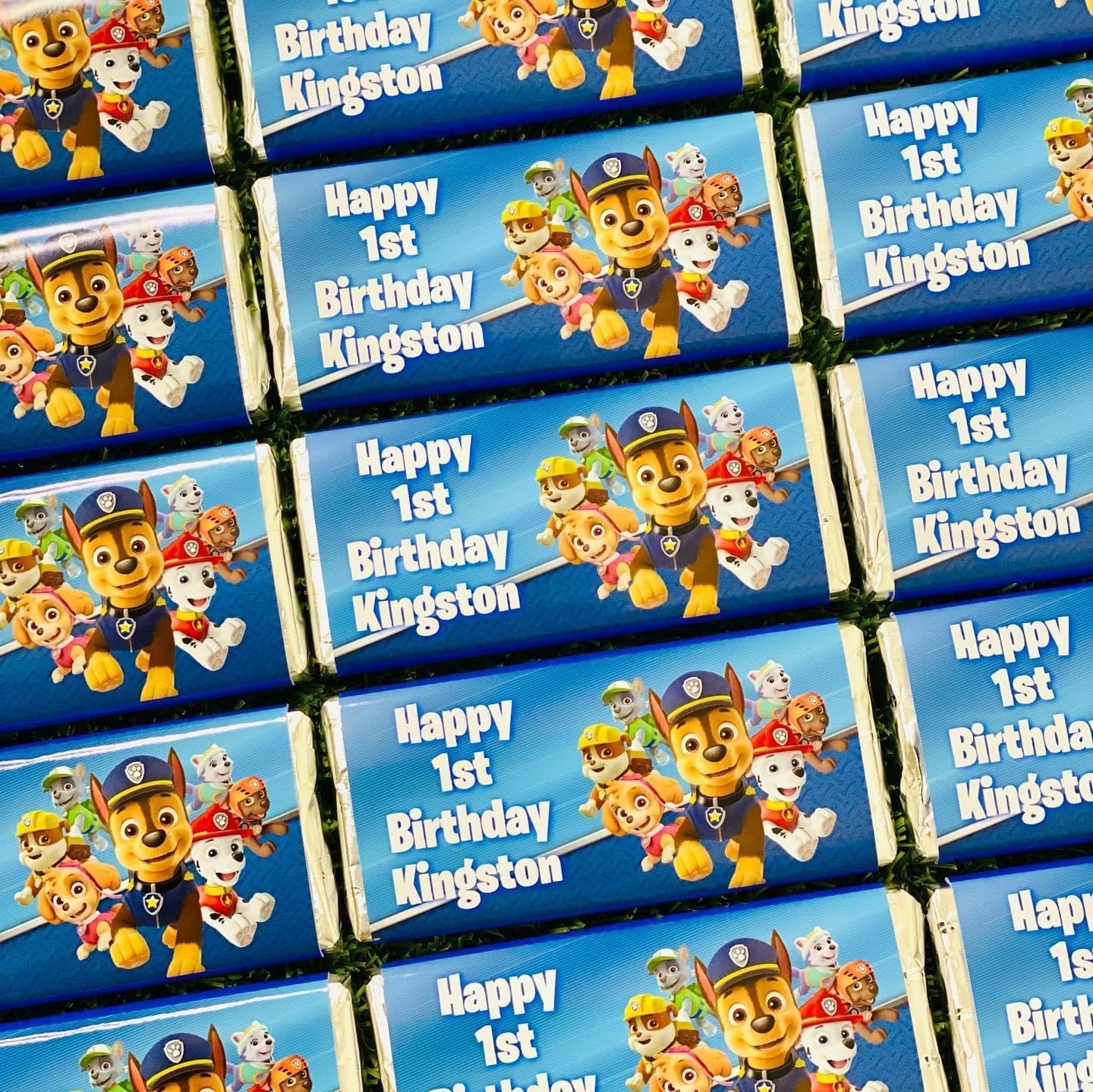 Paw Patrol Personalised Chocolate Bar Party Favour x 4