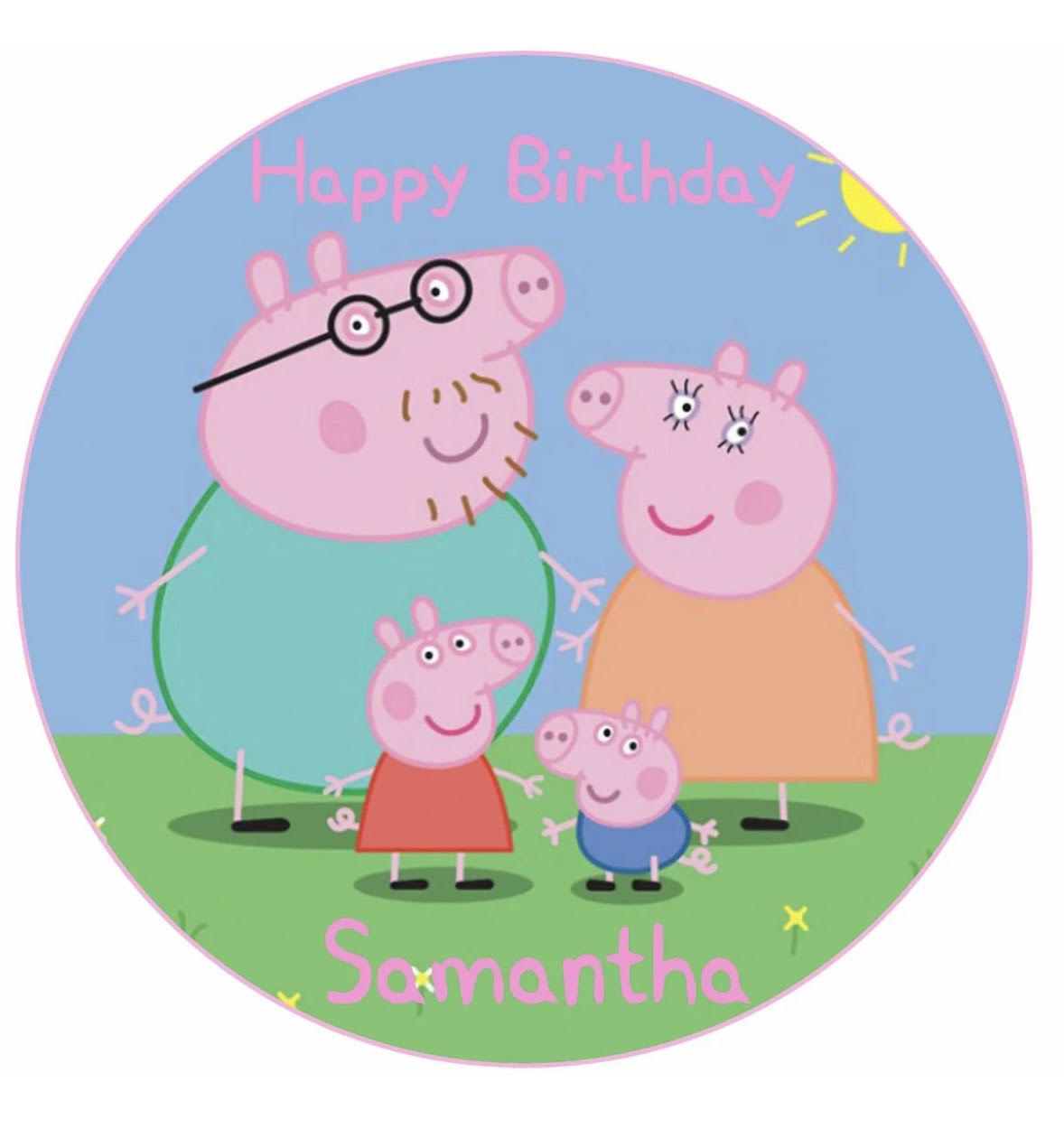 Peppa Pig Round Cake Edible Icing Image Topper 19cm