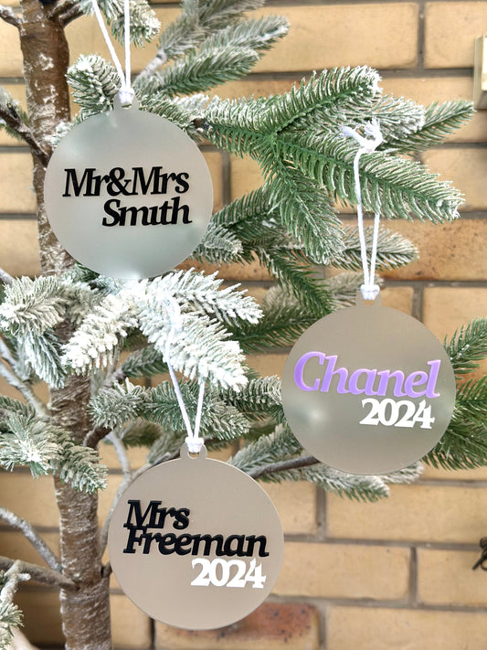 Personalised Christmas Bauble Frosted Ornament Decoration