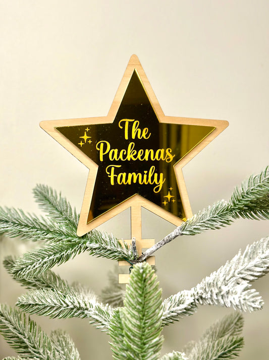 Personalised Christmas Tree Star Topper - Engraved