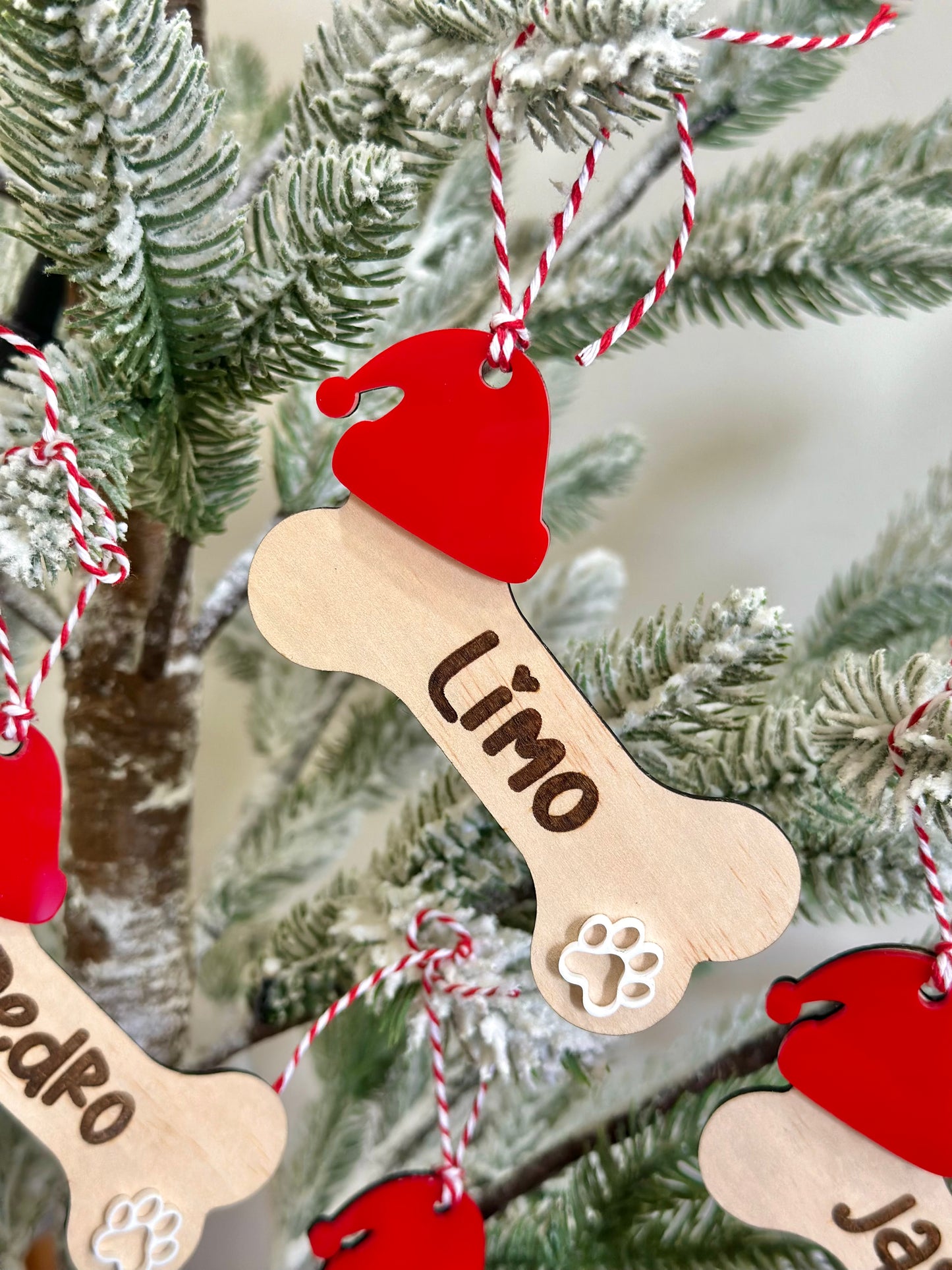 Personalised Christmas Dog Bone Pet Ornament Decoration