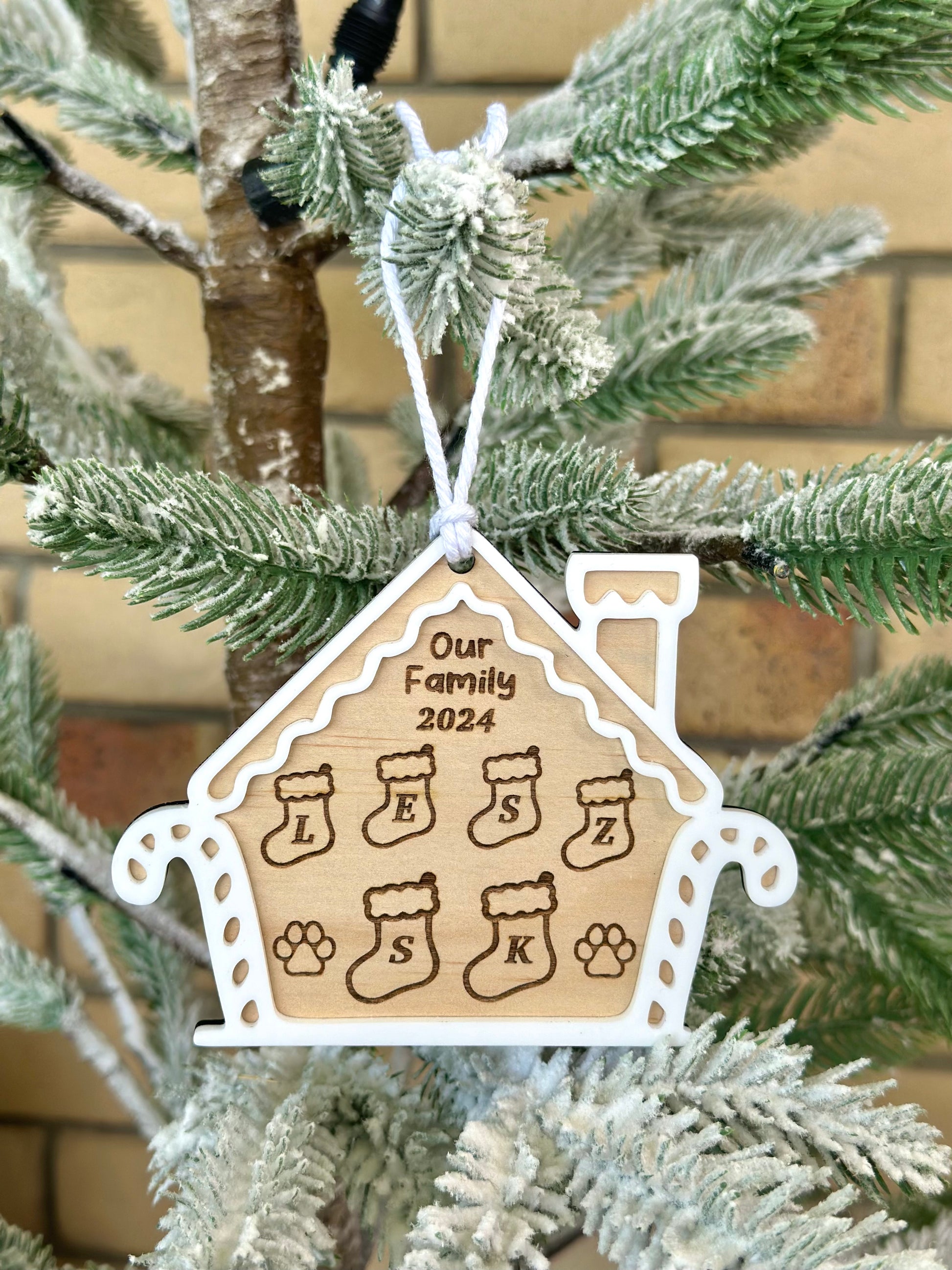 Personalised Family Christmas Gingerbread House Decoration