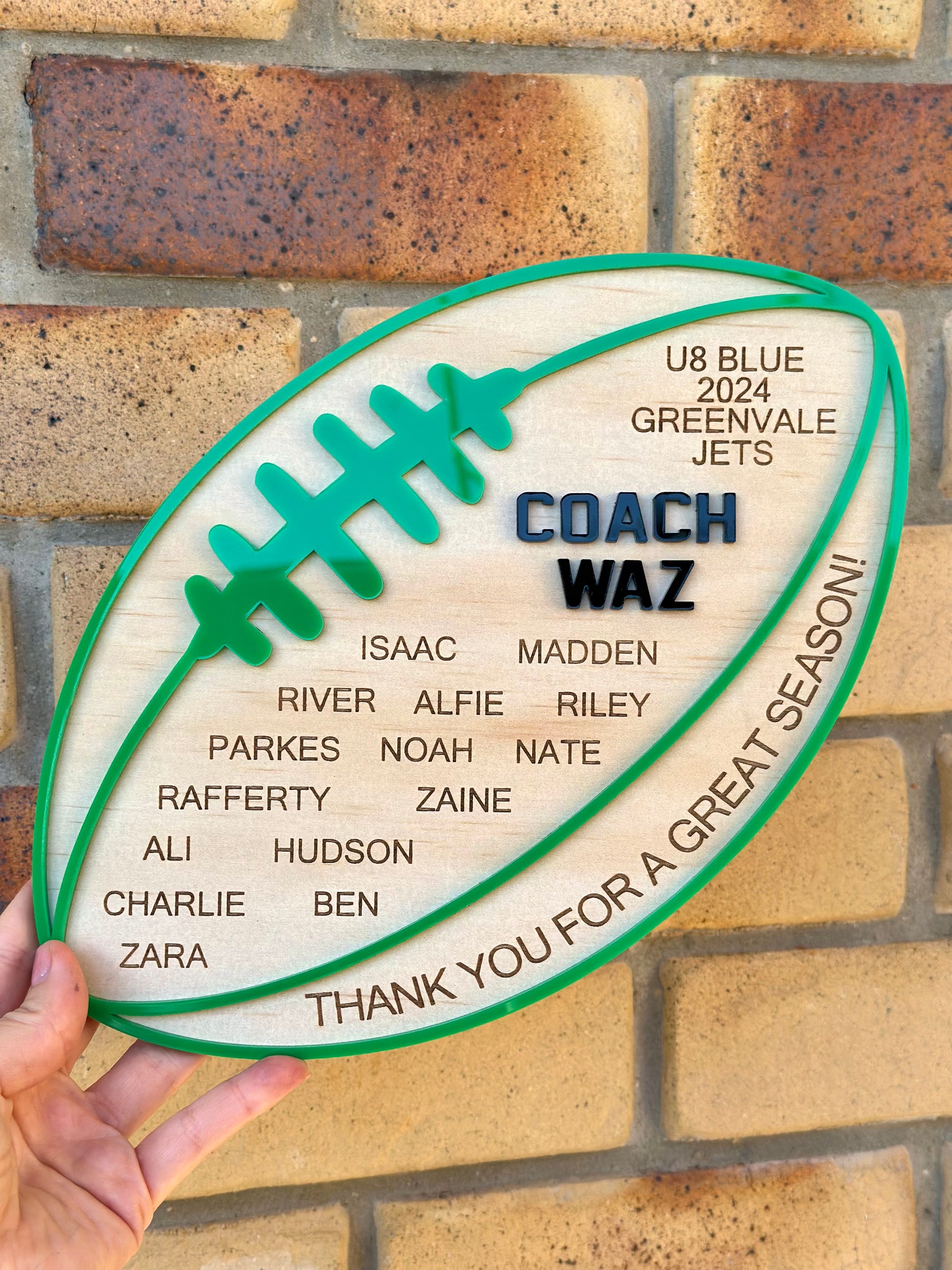 Personalised Football NRL AFL Coach Plaque Sign Gift