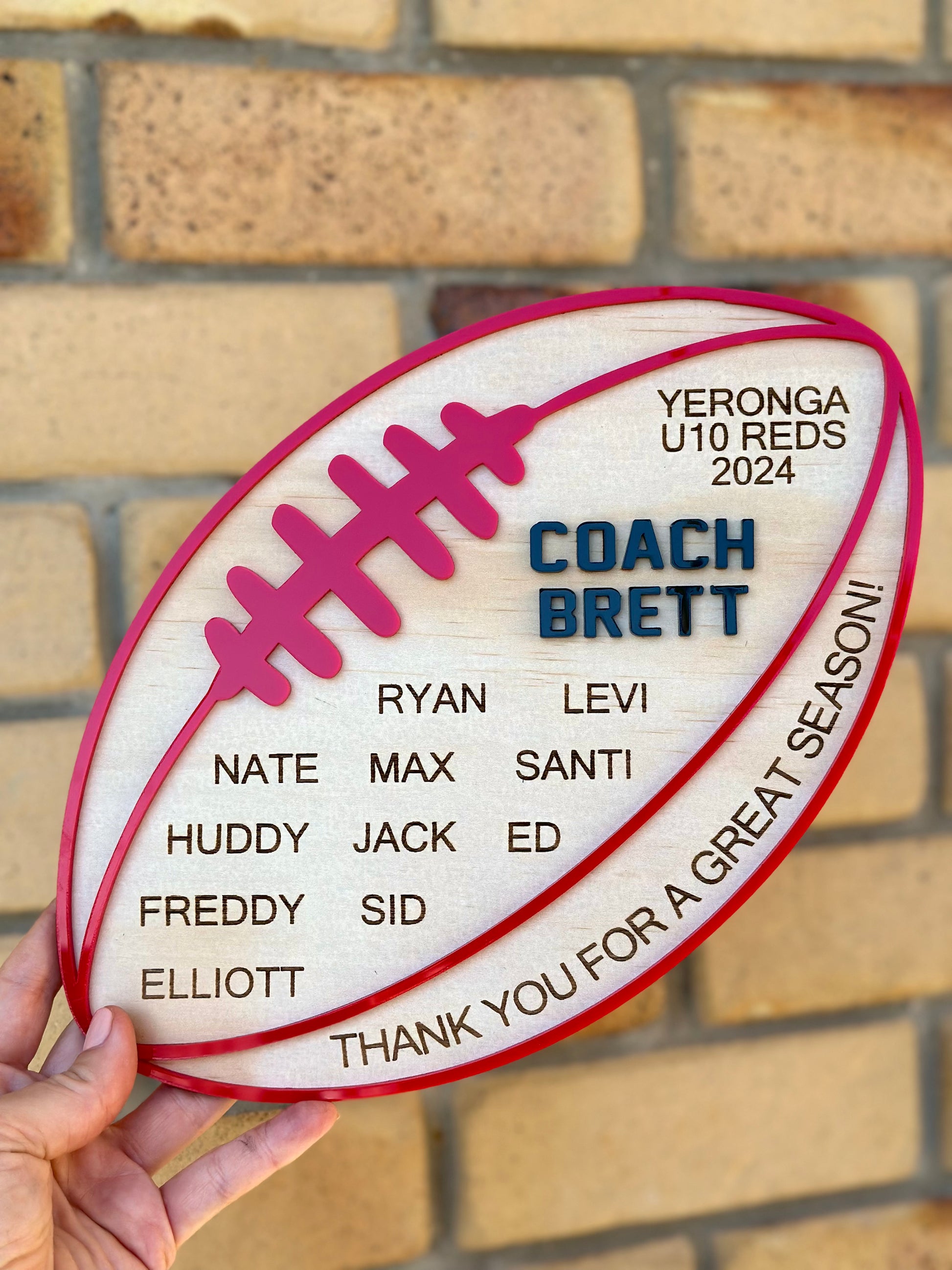 Personalised Football NRL AFL Coach Plaque Sign Gift