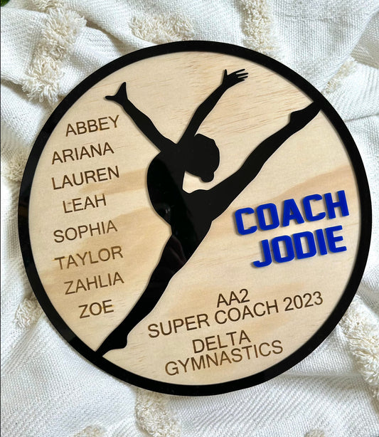 Personalised Gymnastics Coach Plaque Sign Gift