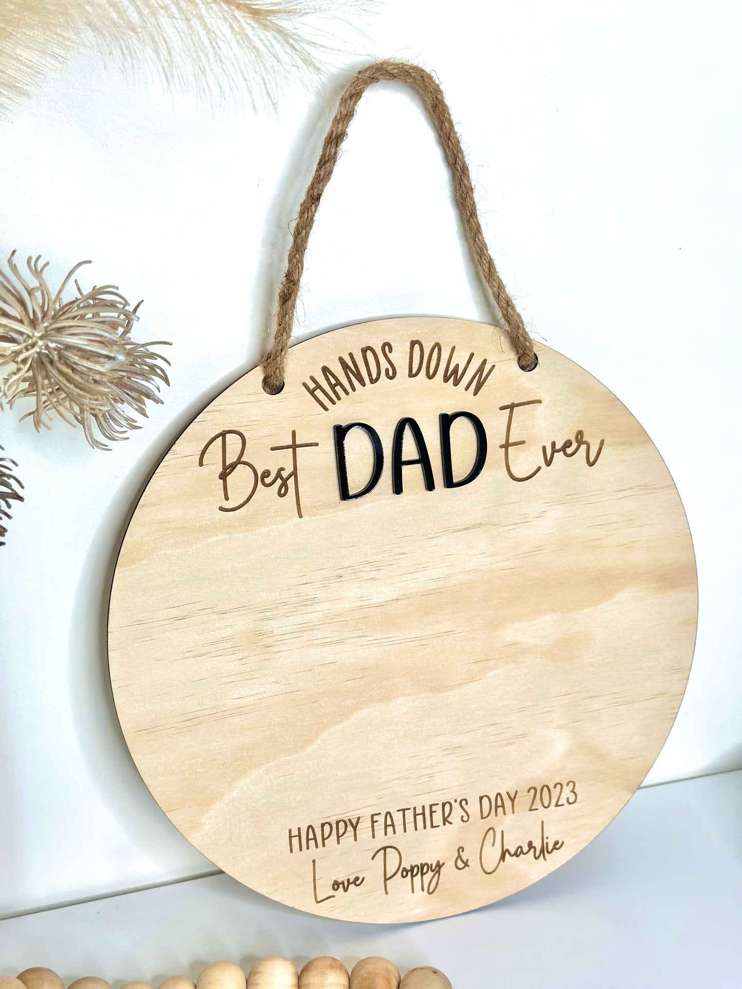 Personalised Hands Down Father's Day Plaque Gift