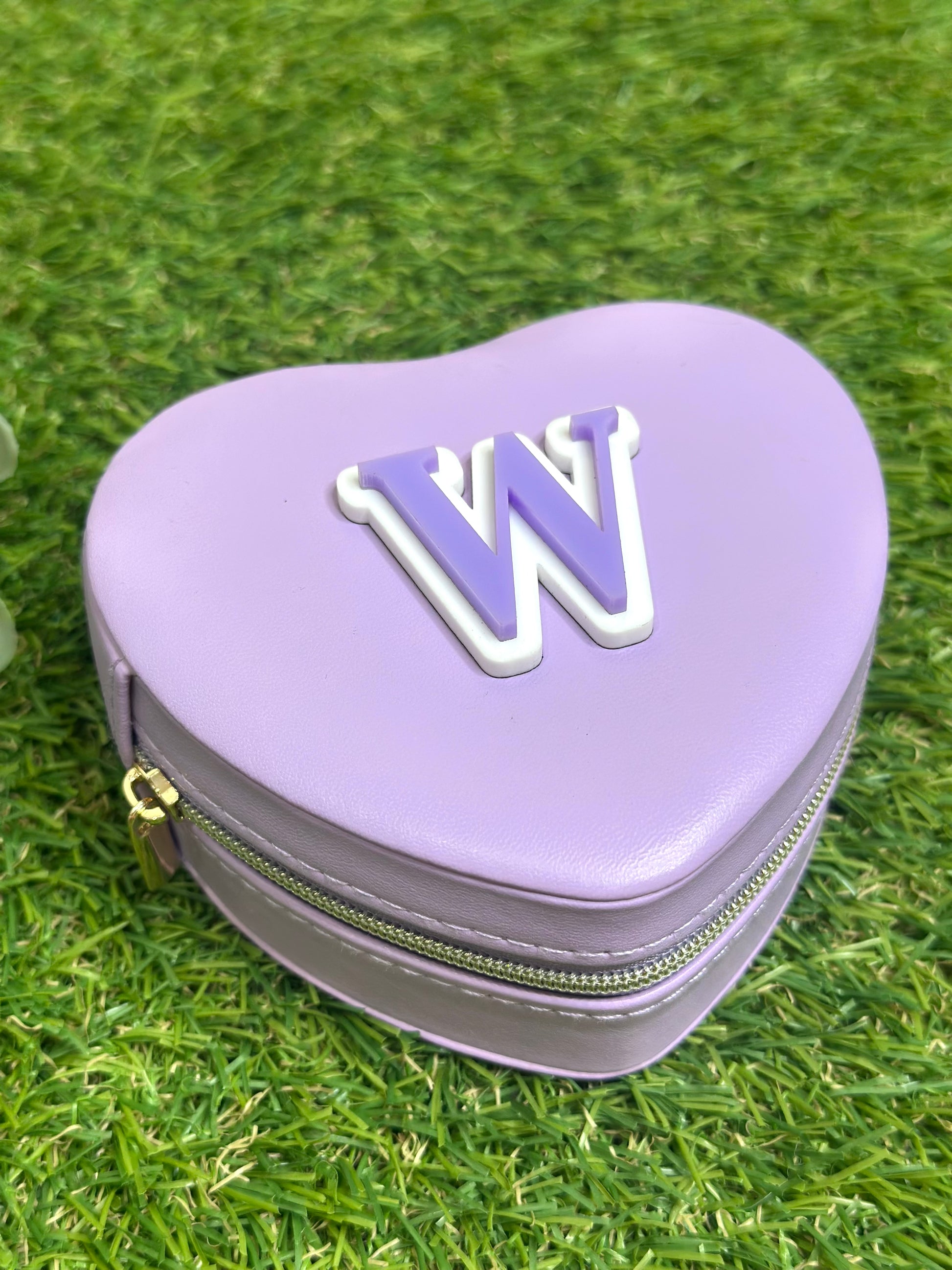 Personalised Heart Initial Jewellery Box - Purple