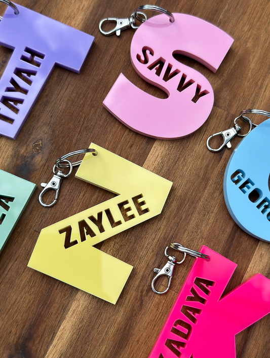 Personalised Initial Letter Keyring Bag Tags