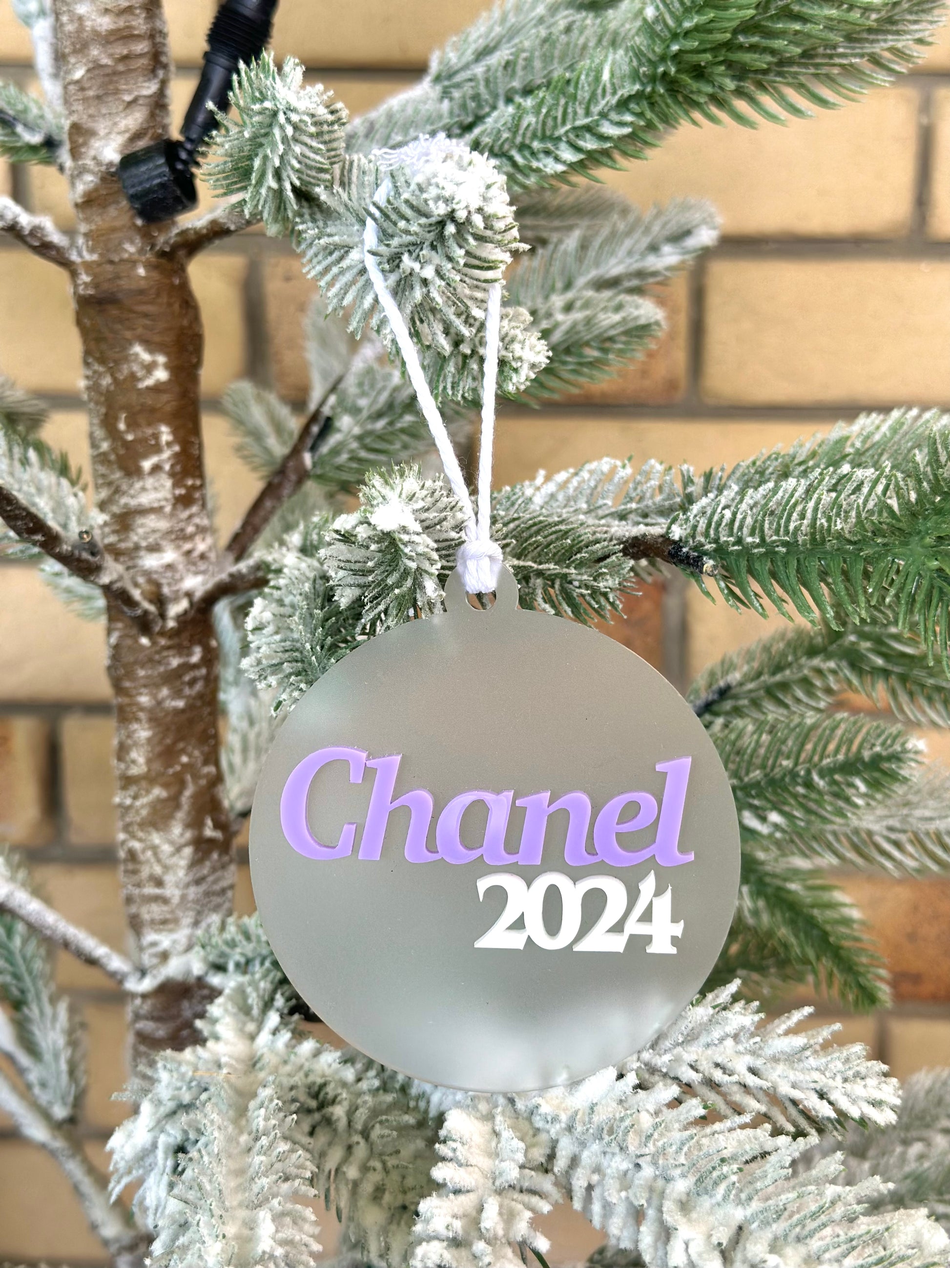 Personalised Name Christmas Bauble Frosted Ornament Decoration