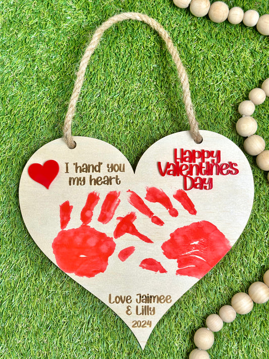Personalised Valentine's Day Handprint Plaque Gift