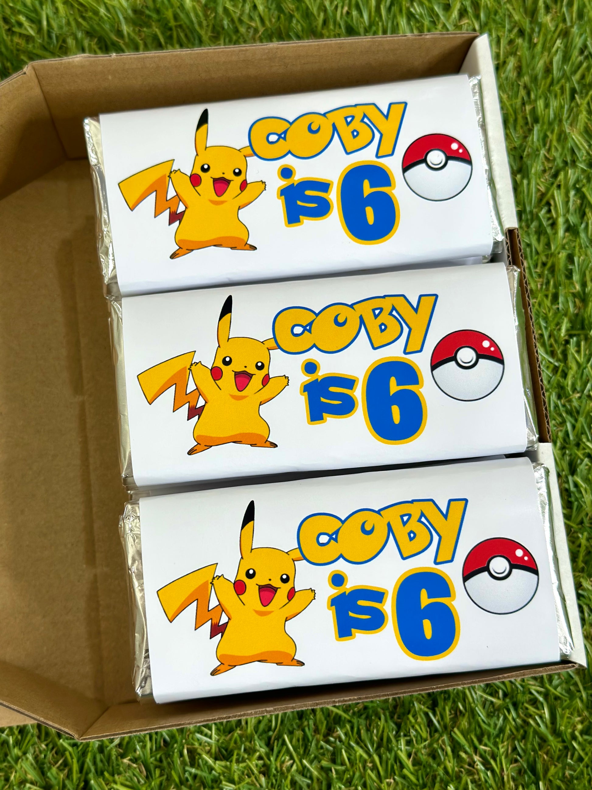 Pokemon Personalised Chocolate Bar Party Favour x 4
